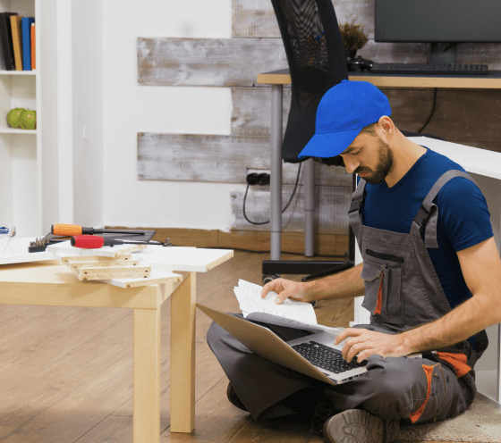 Technician repairing appliance
